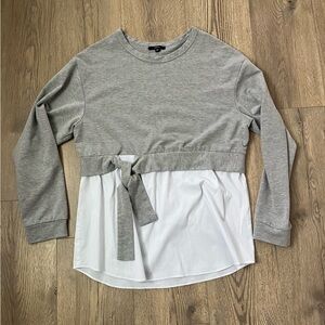 Drew Womens Layered Sweatshirt Boho Chic Preppy Demure Mindful Gray Sz M